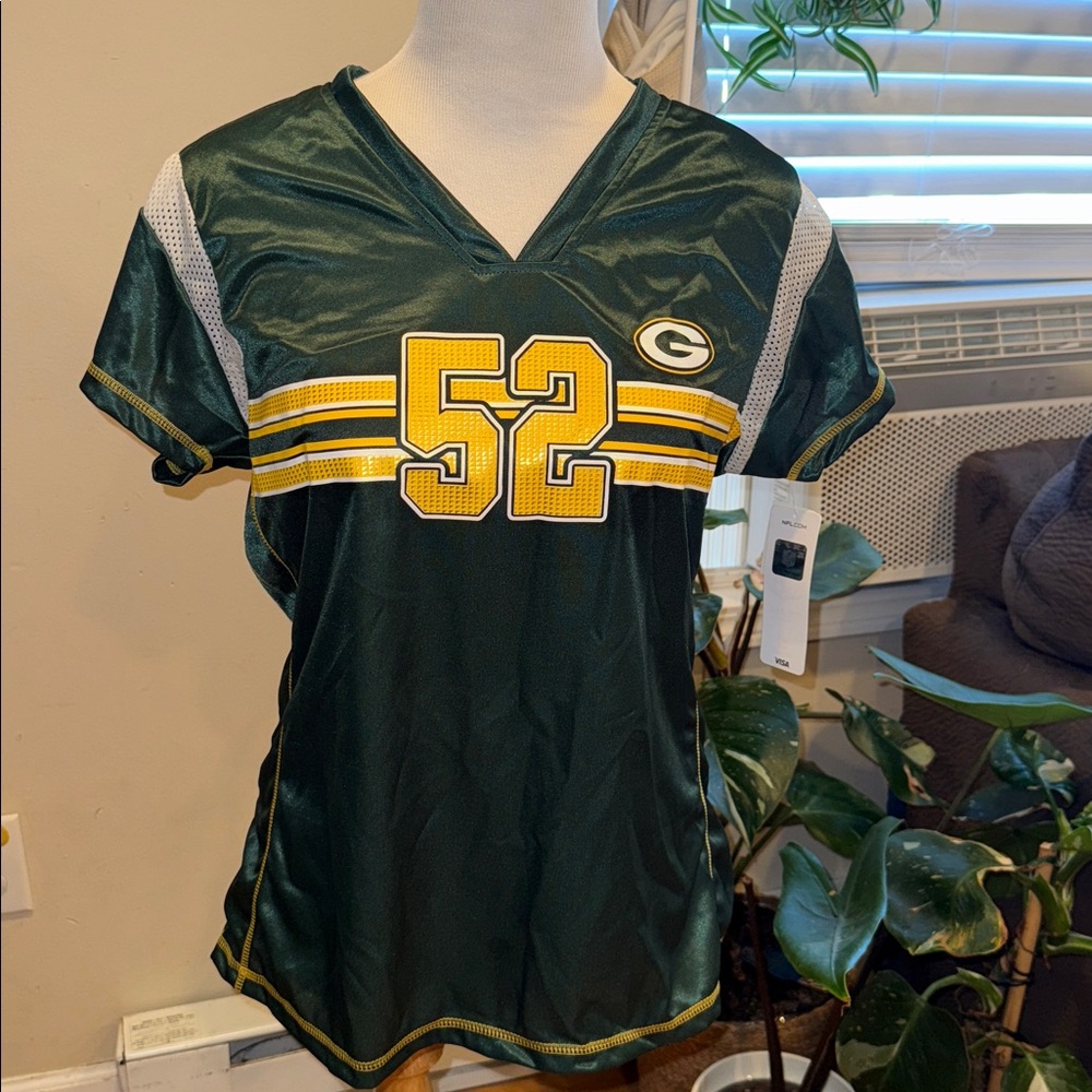 Green Bay Packers Clay Matthews 52 Green and Yellow Sports Jersey L